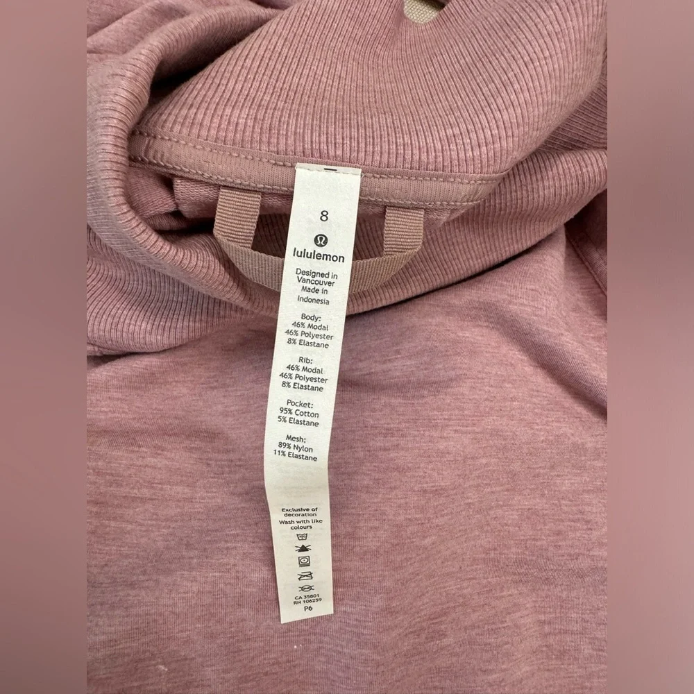 Lululemon Womens High Lines Pullover Funnel Neck Heathered Vintage Mauve Size 8